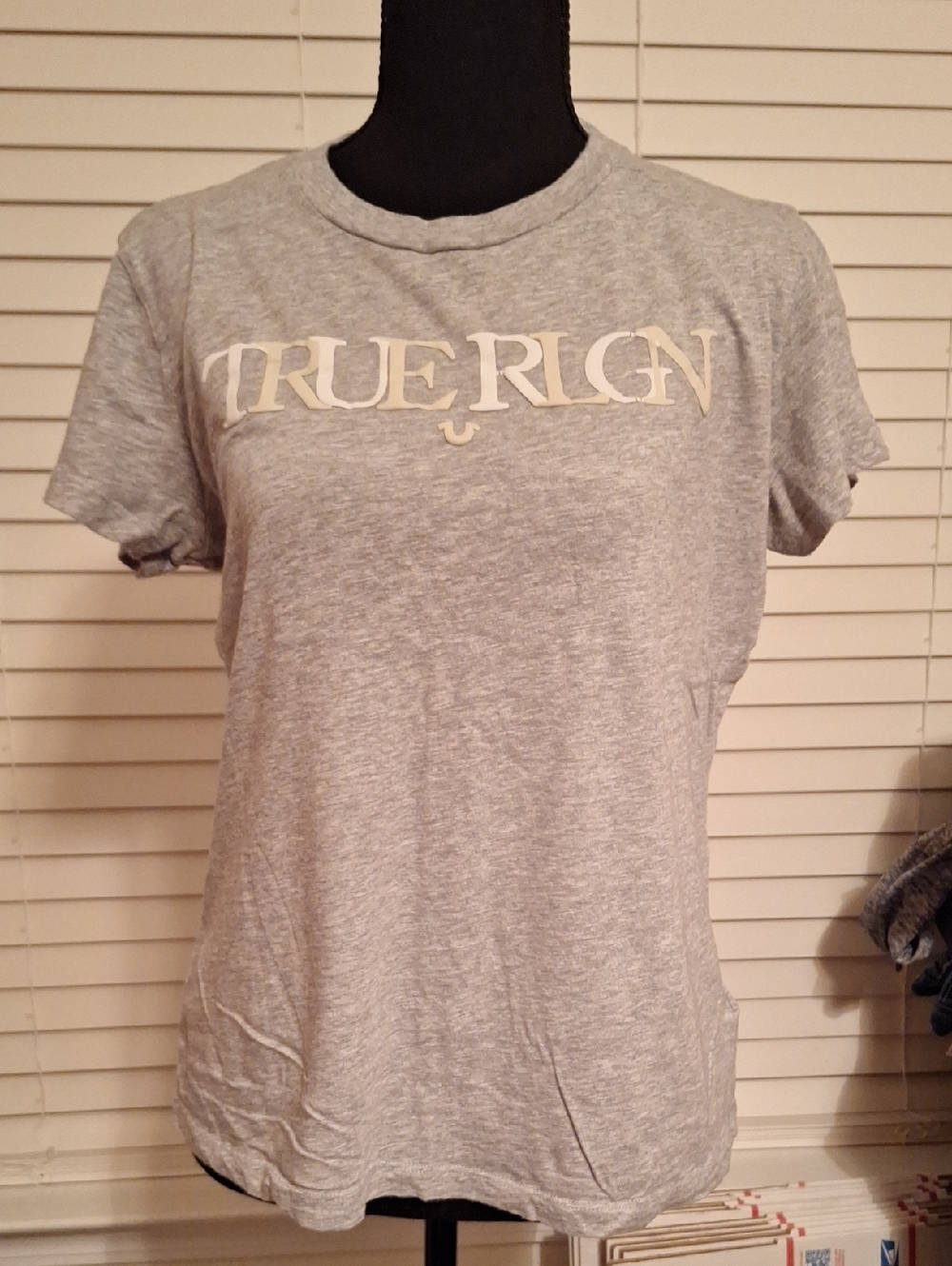 True Religion Heather Gray Short Sleeve Logo Tee
